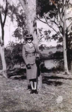 Liz Crossley in uniform on posting